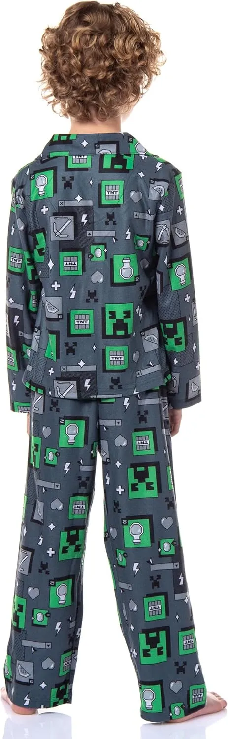 Minecraft Digital Creeper Boy's 2-Piece Pajamas