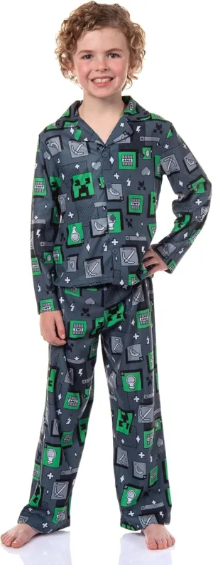 Minecraft Digital Creeper Boy's 2-Piece Pajamas