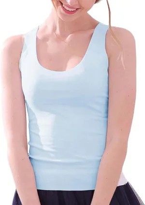 Miyaomn Workout Tank Top for Women Double Lined U Neck Sleeveless Padded Basic Crop Tops Athletic Camisoles with Built in Bra