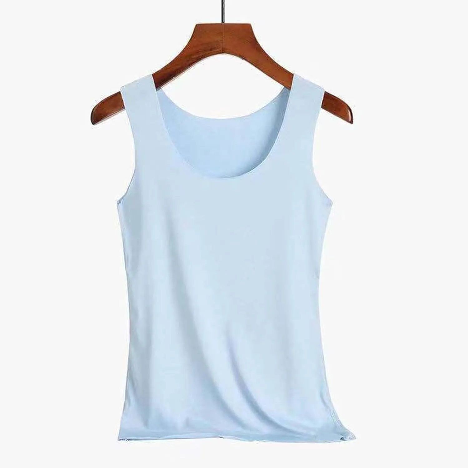 Miyaomn Workout Tank Top for Women Double Lined U Neck Sleeveless Padded Basic Crop Tops Athletic Camisoles with Built in Bra