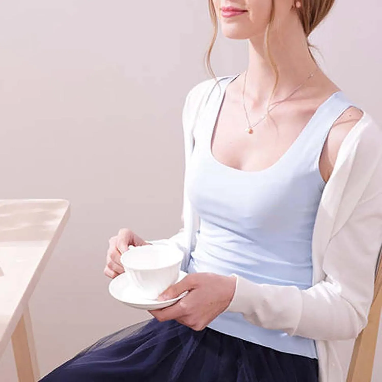 Miyaomn Workout Tank Top for Women Double Lined U Neck Sleeveless Padded Basic Crop Tops Athletic Camisoles with Built in Bra