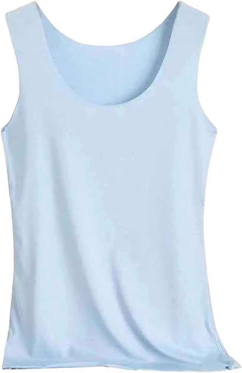 Miyaomn Workout Tank Top for Women Double Lined U Neck Sleeveless Padded Basic Crop Tops Athletic Camisoles with Built in Bra