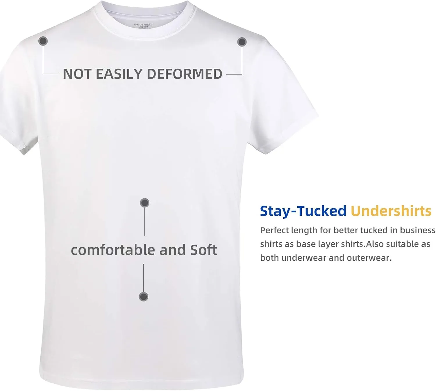 Natural Feelings T-Shirts Mens Undershirts Cotton Mens Shirts Casual Tshirts Shirts for Men Pack Crew & V Neck