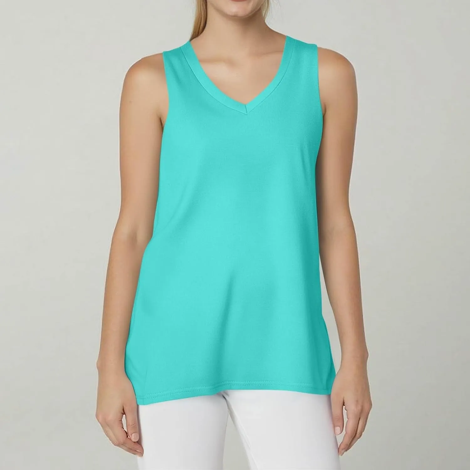 NBXNZWF Womens Tank Tops 2025 Summer Sleeveless V Neck Boho T Shirts Casual Loose Fit Going Out Workout Basic Tunic Tops