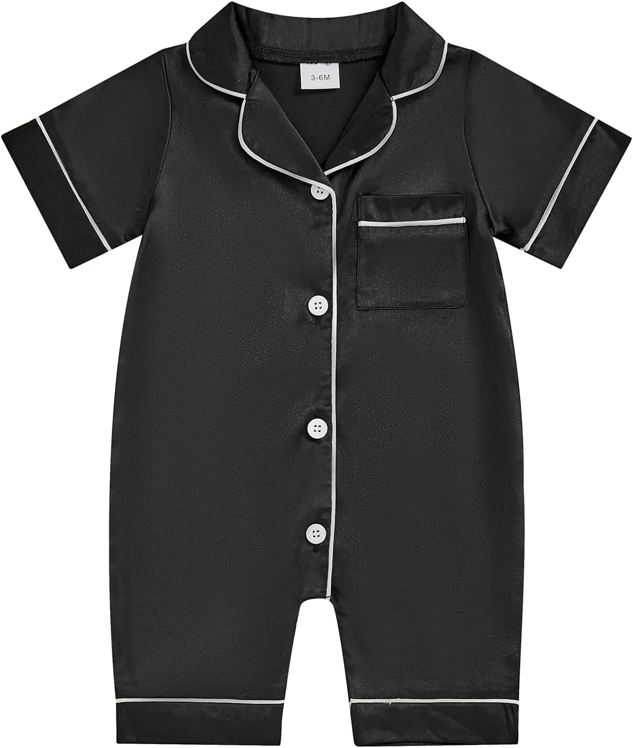 Newborn Baby Boy Girl Silk Pajamas Romper Shorts Sleeve Button Down Satin One Piece Onesie Pjs Infant Sleepwears