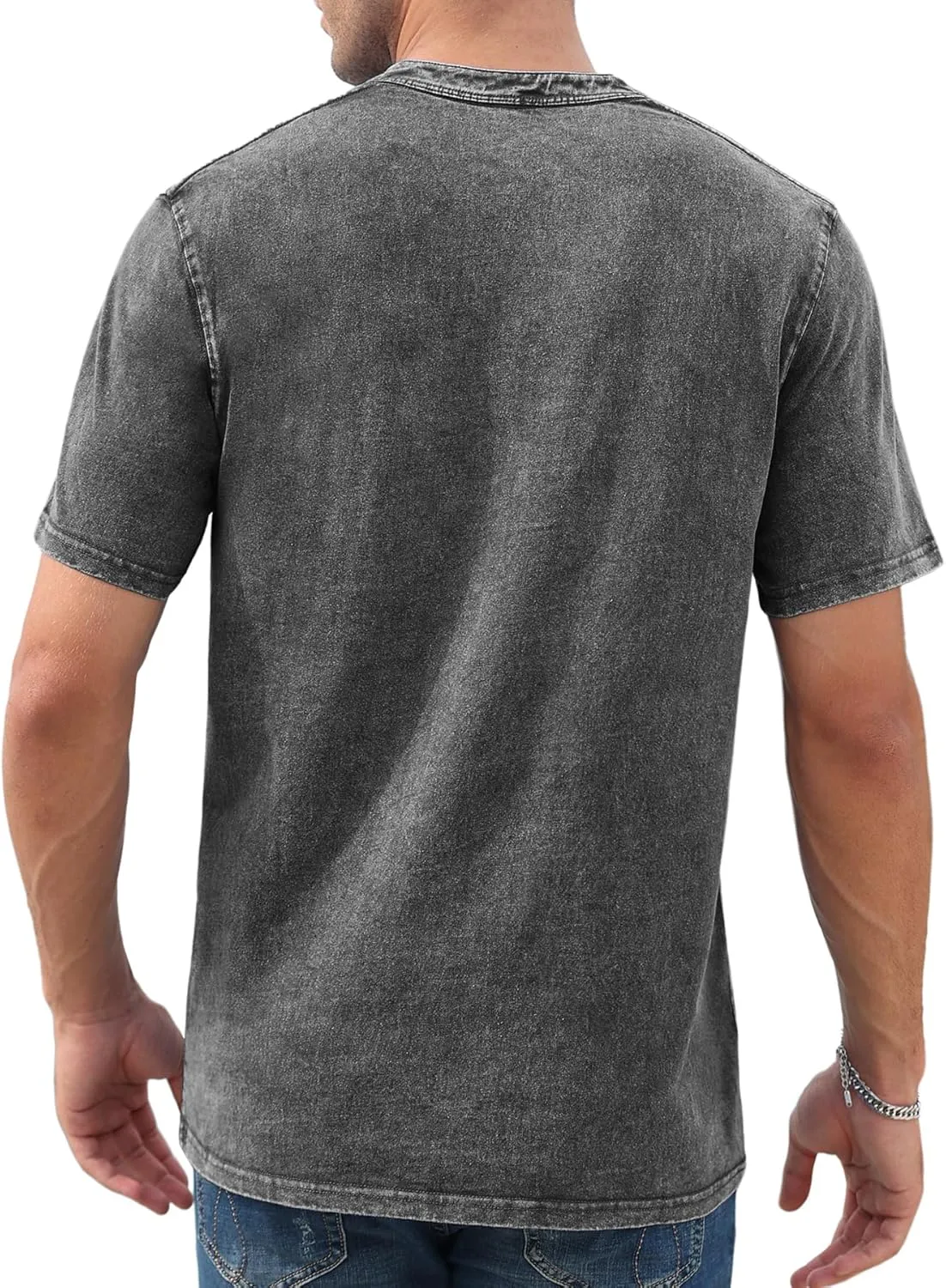 NITAGUT Mens Distressed Henley Shirts Retro Short Sleeve Cotton Tee Shirts Casual Button Down Washed T-Shirts