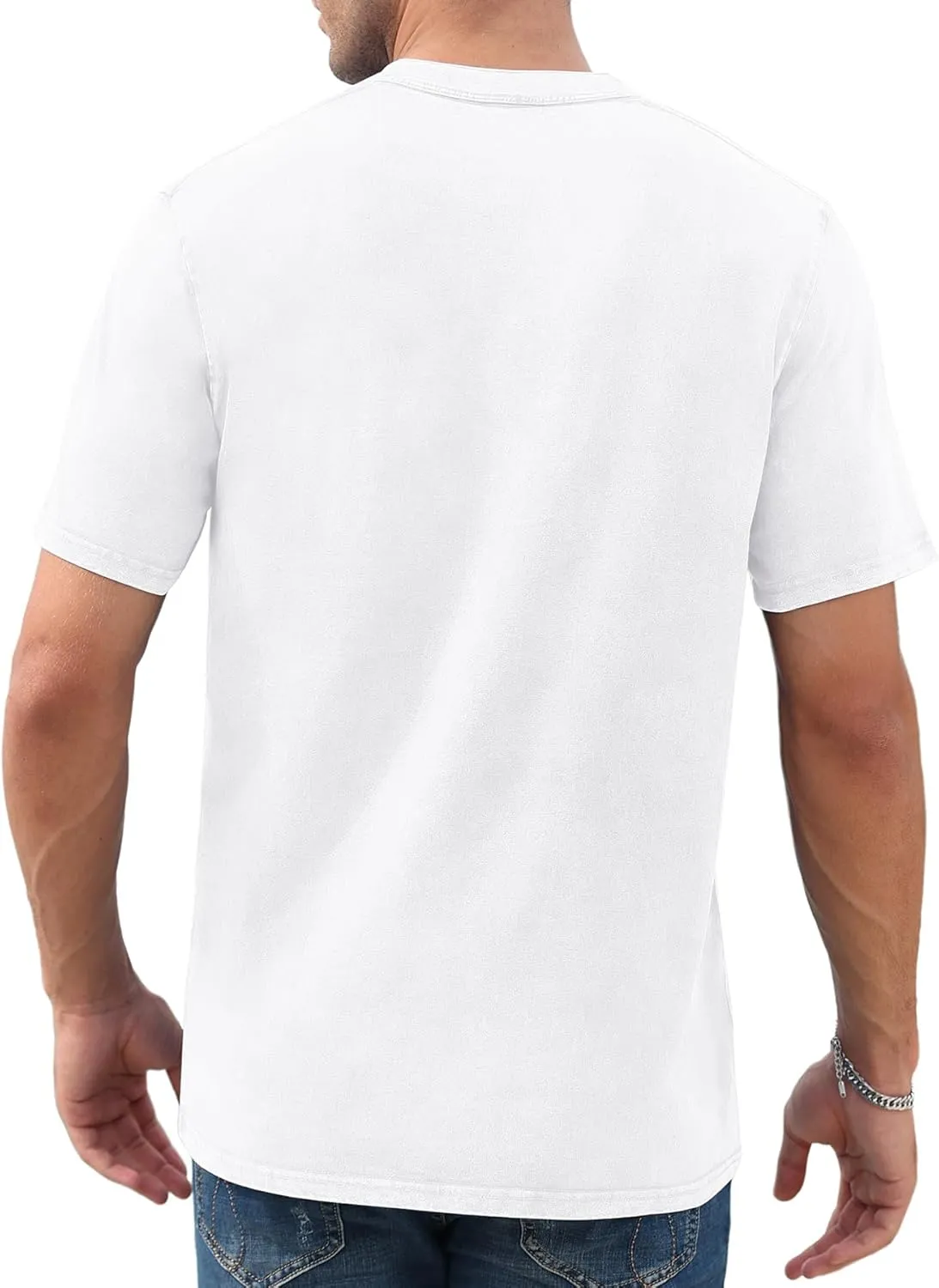 NITAGUT Mens Distressed Henley Shirts Retro Short Sleeve Cotton Tee Shirts Casual Button Down Washed T-Shirts