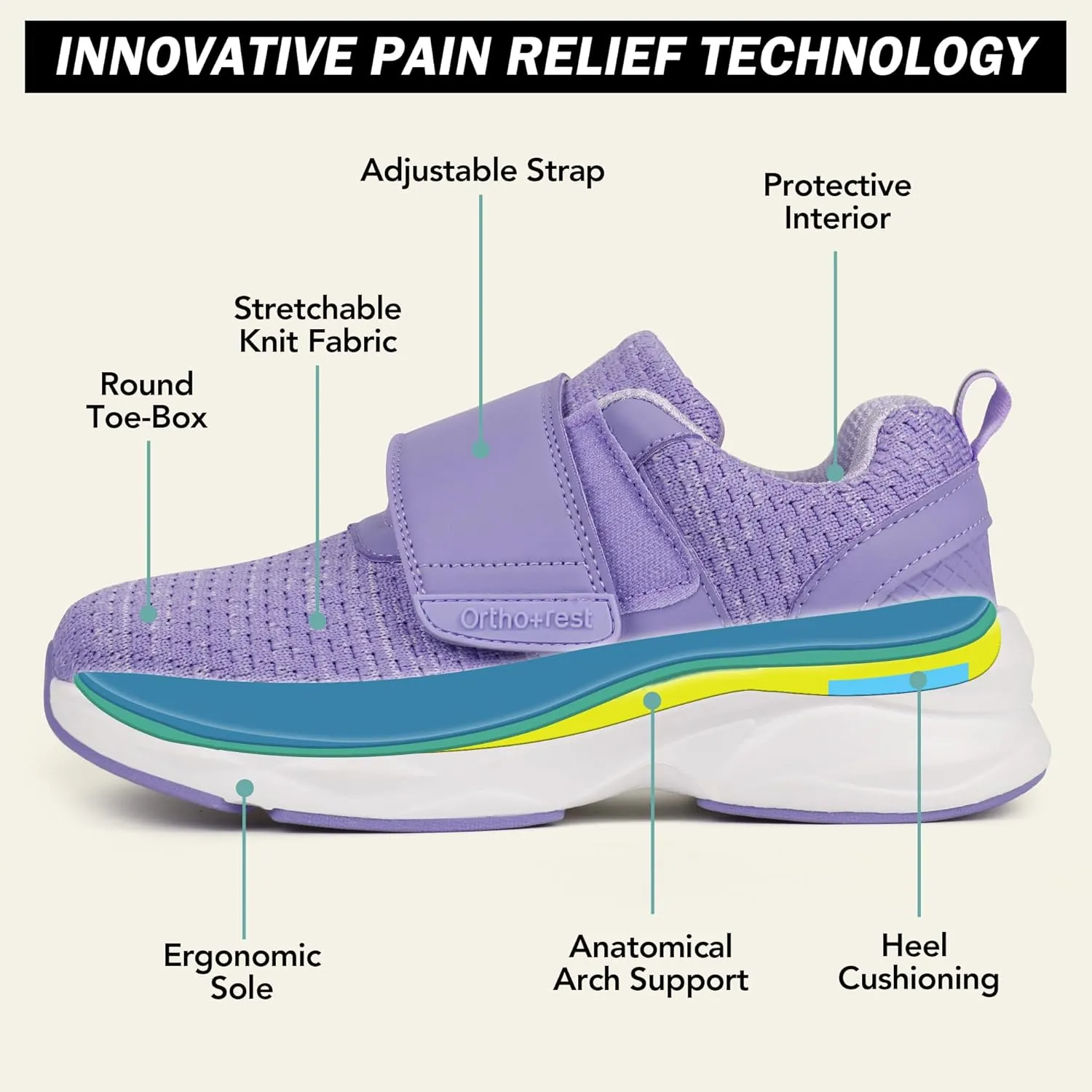 Ortho rest Women Diabetic Shoes with Adjustable Closure Orthopedic Walking Shoes Edema Shoes for Swollen Feet