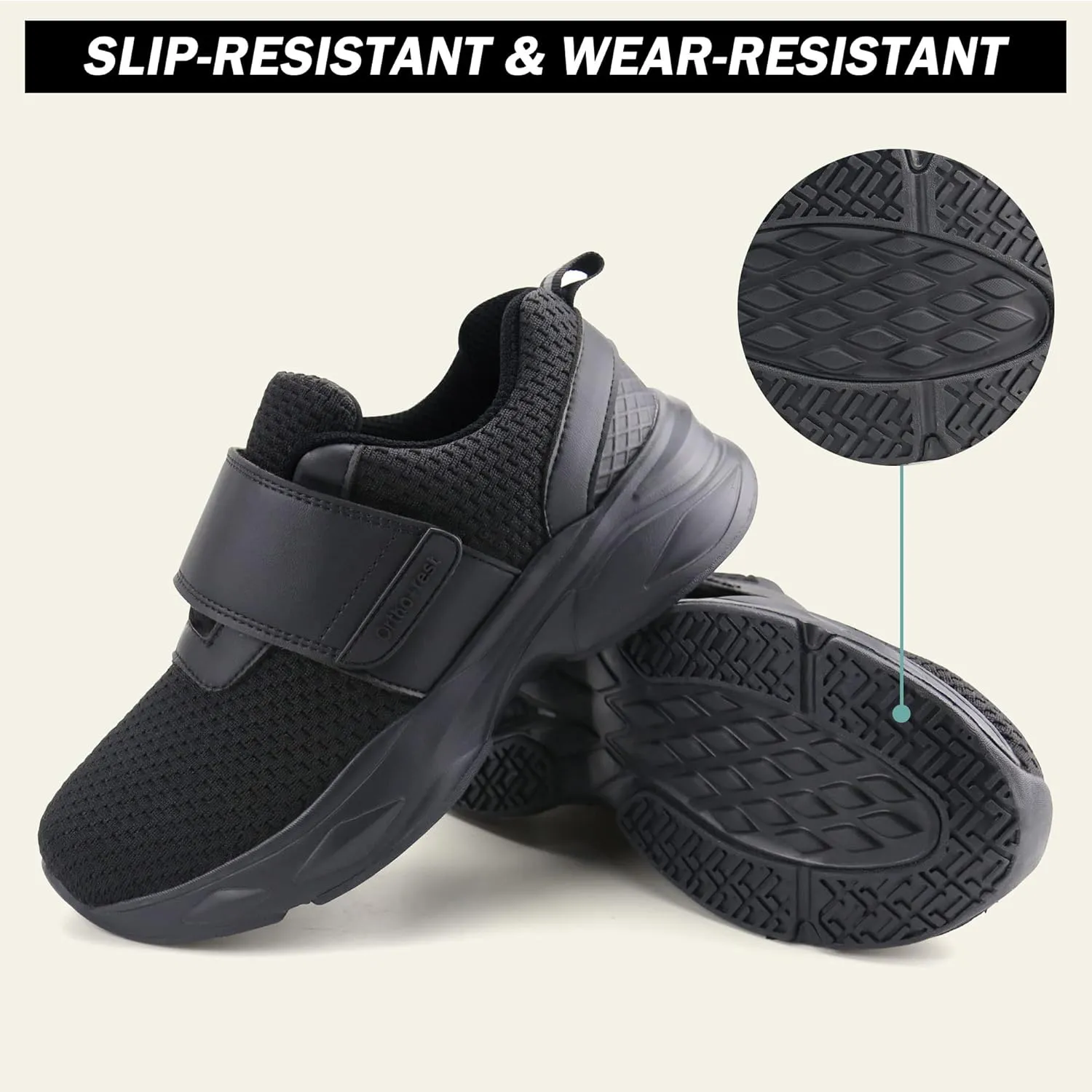 Ortho rest Women Diabetic Shoes with Adjustable Closure Orthopedic Walking Shoes Edema Shoes for Swollen Feet