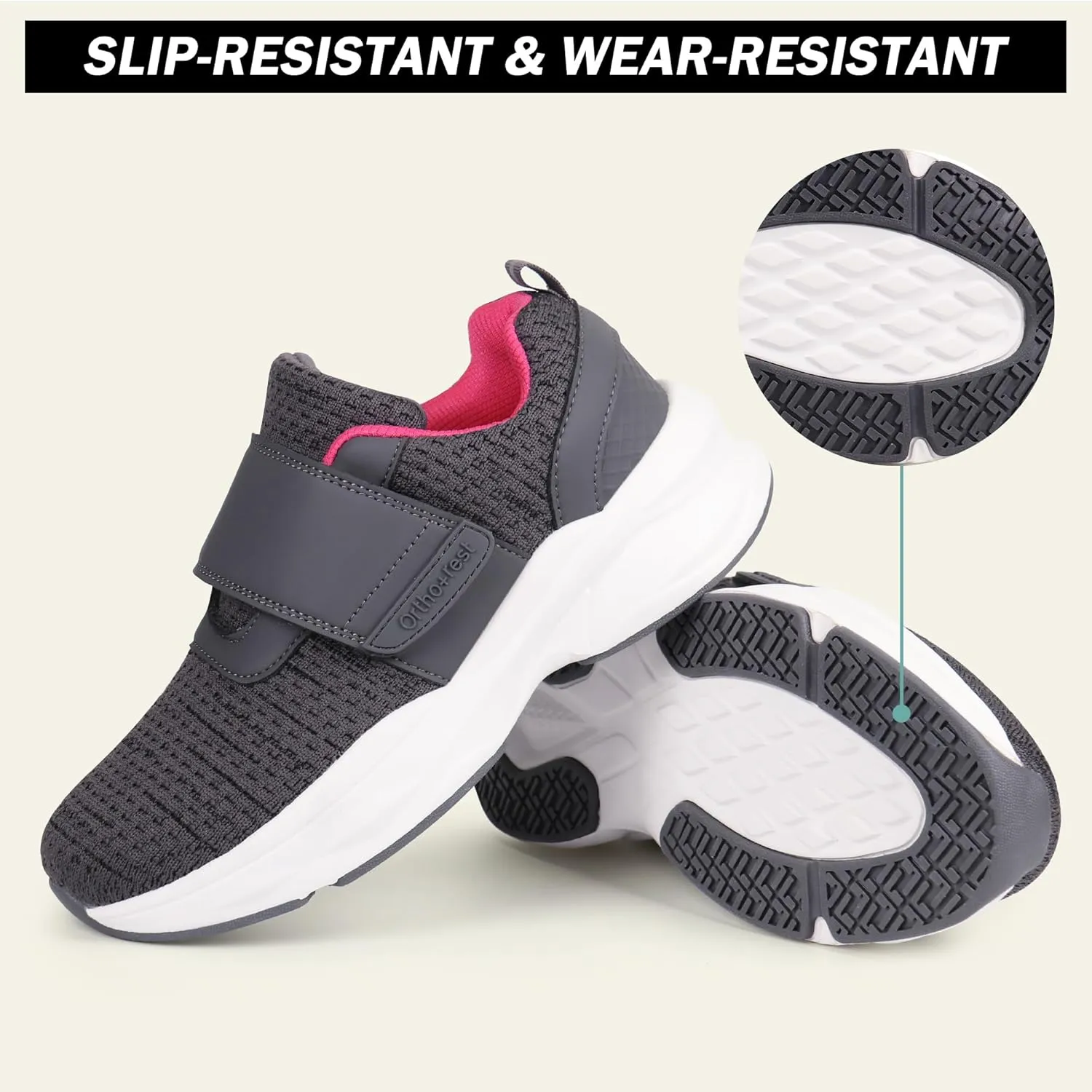 Ortho rest Women Diabetic Shoes with Adjustable Closure Orthopedic Walking Shoes Edema Shoes for Swollen Feet