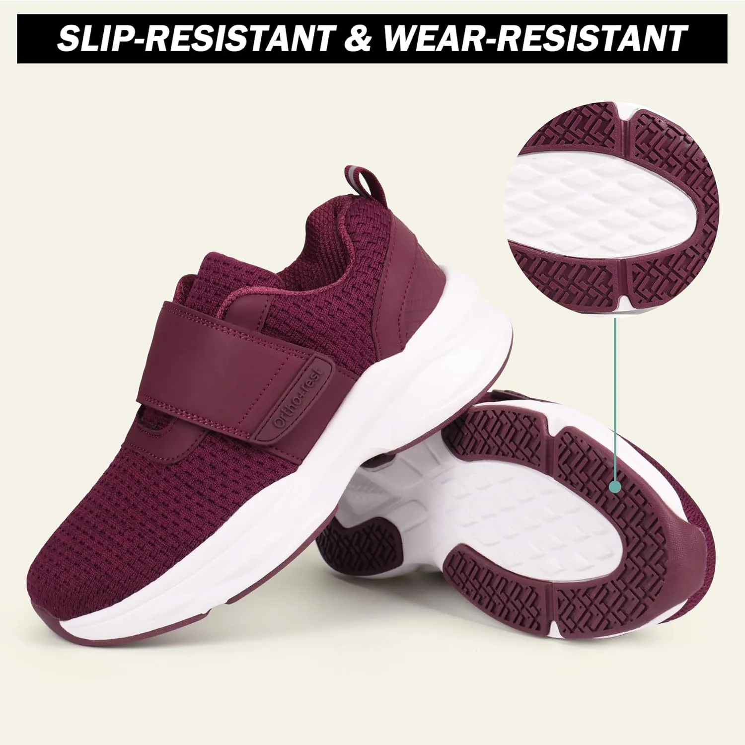 Ortho rest Women Diabetic Shoes with Adjustable Closure Orthopedic Walking Shoes Edema Shoes for Swollen Feet