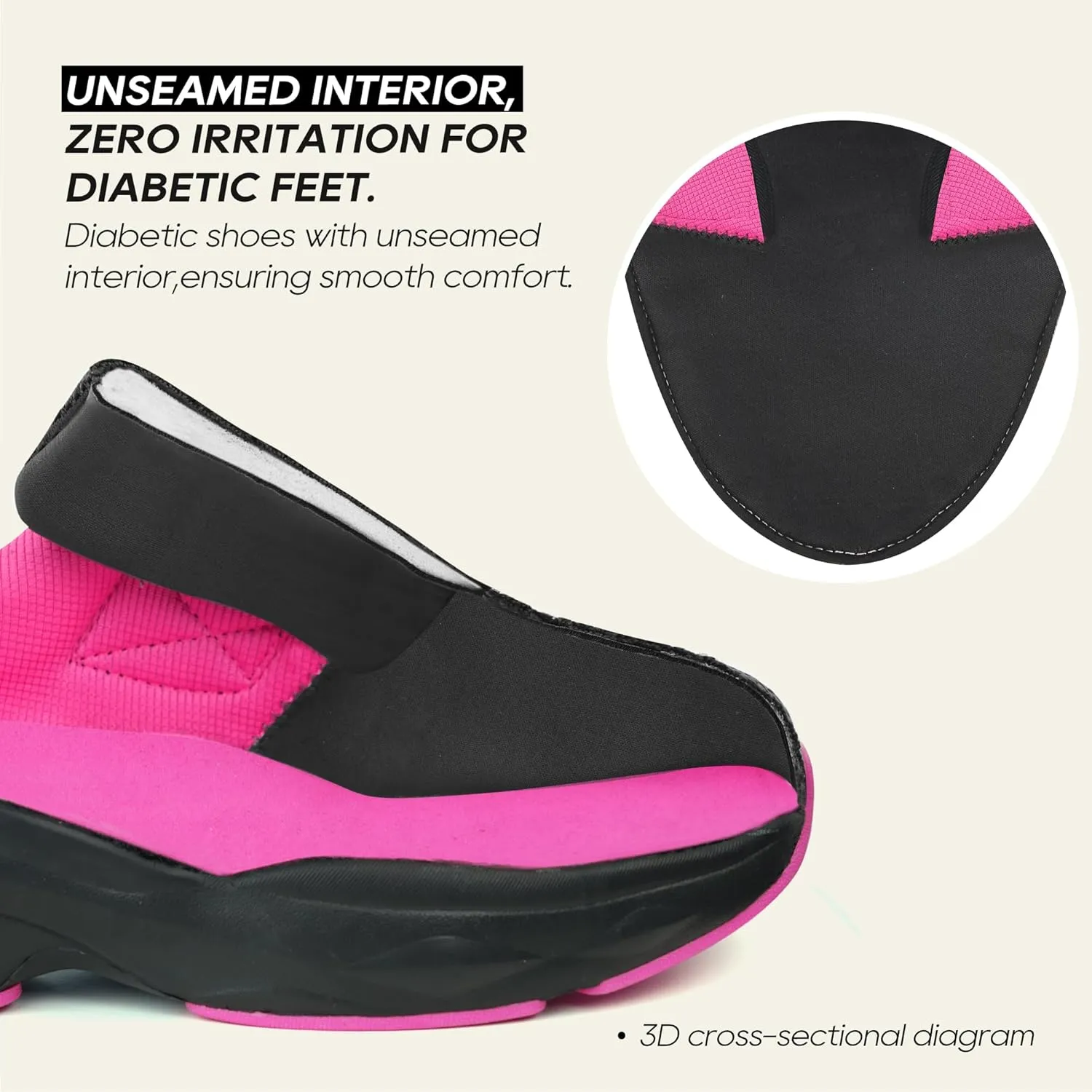 Ortho rest Women Diabetic Shoes with Adjustable Closure Orthopedic Walking Shoes Edema Shoes for Swollen Feet