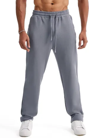 Ouber Men's Loose-Fit Gym Sweatpants Workout Joggers Open Bottom Pants with Pockets
