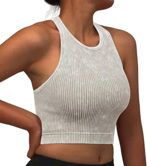 Padded Sports Bras for Women Push Up Seamless Gathering Sexy Back Underwear Running Quick Dry with Vertical Stripes