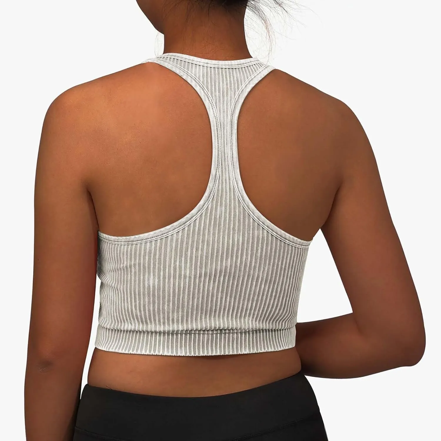 Padded Sports Bras for Women Push Up Seamless Gathering Sexy Back Underwear Running Quick Dry with Vertical Stripes