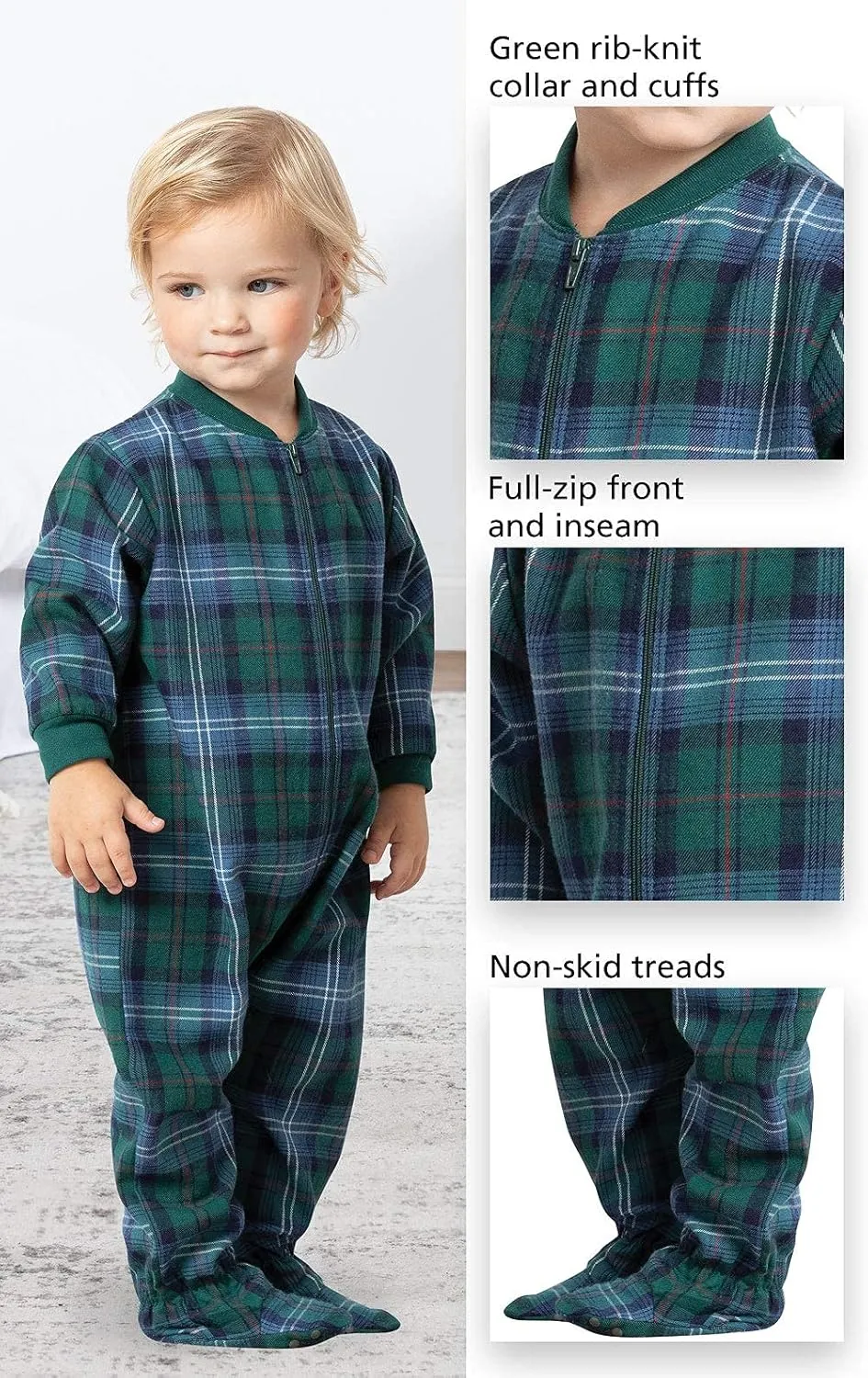 PajamaGram Baby Pajamas - Baby Sleepers, Plaid Onesie