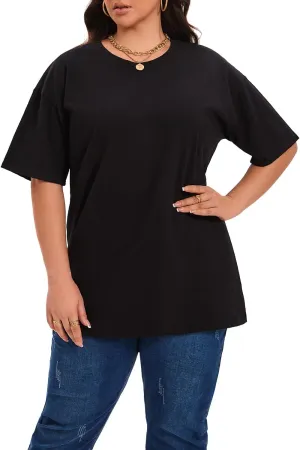 Plus Size T Shirts for Women Oversized Short Sleeve Tops Summer Tee Loose Crew Neck Tunic Casual