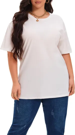 Plus Size T Shirts for Women Oversized Short Sleeve Tops Summer Tee Loose Crew Neck Tunic Casual