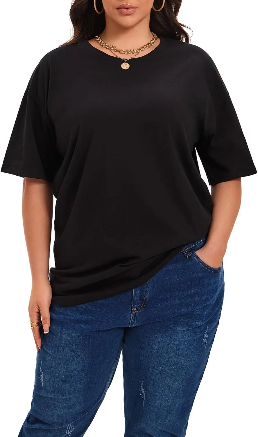 Plus Size T Shirts for Women Oversized Short Sleeve Tops Summer Tee Loose Crew Neck Tunic Casual