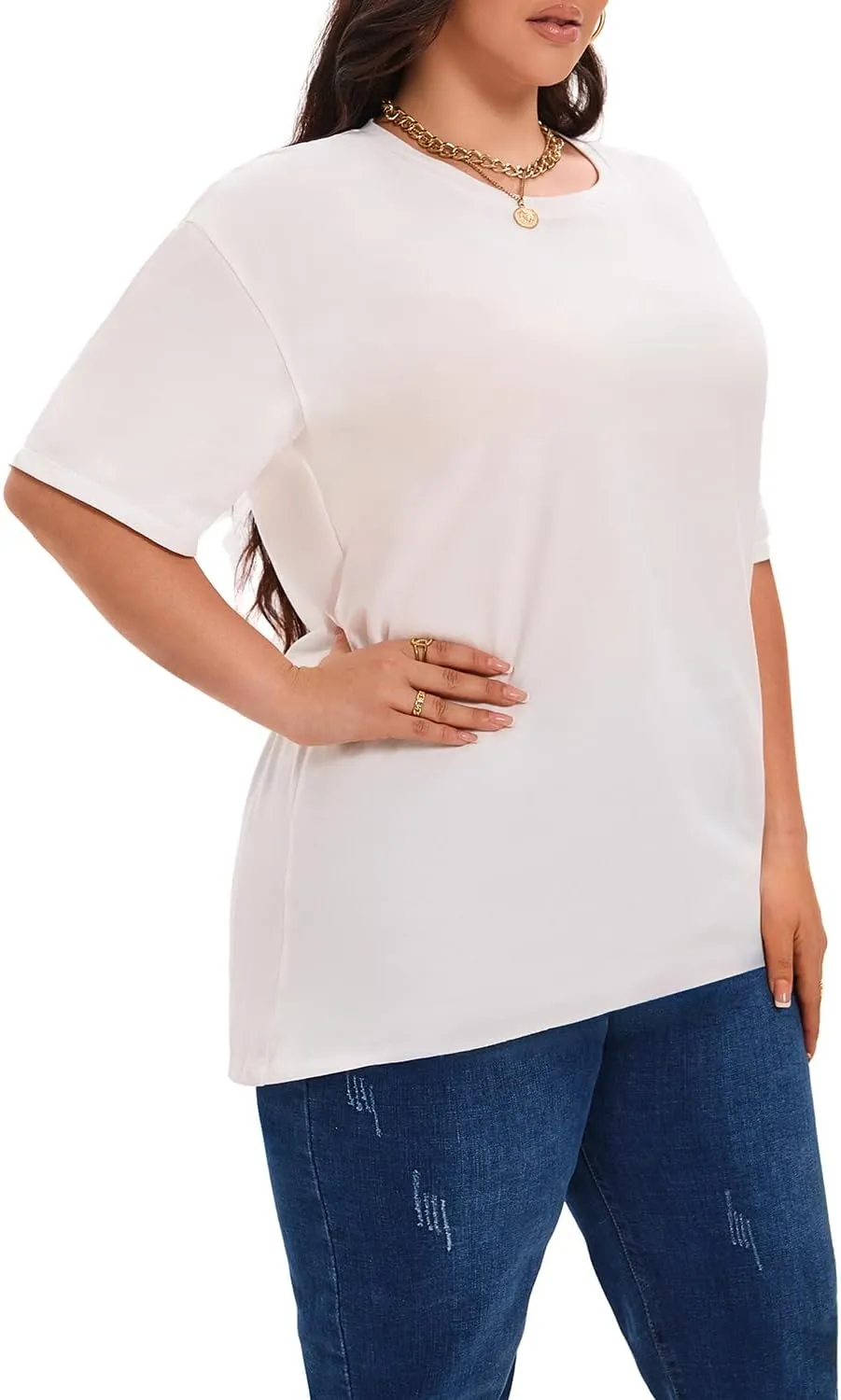Plus Size T Shirts for Women Oversized Short Sleeve Tops Summer Tee Loose Crew Neck Tunic Casual