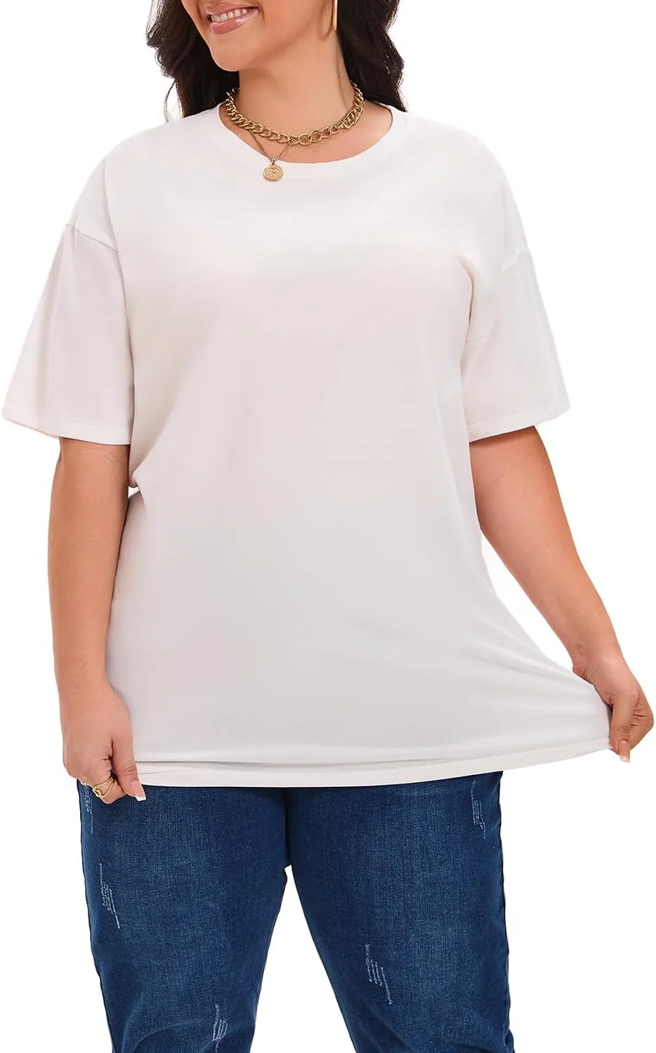 Plus Size T Shirts for Women Oversized Short Sleeve Tops Summer Tee Loose Crew Neck Tunic Casual