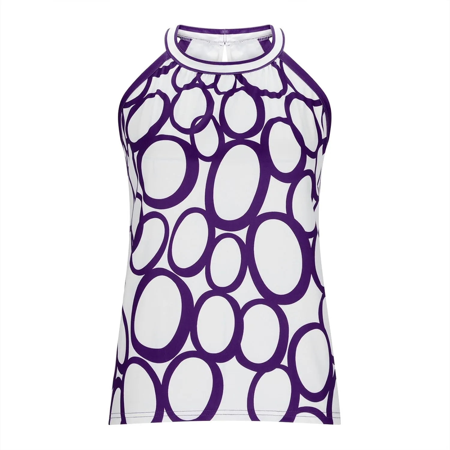 Plus Size Tank Tops for Women Dressy Casual Printed Halter Camisoles Sleeveless Summer Office Lady Tunic Blouse