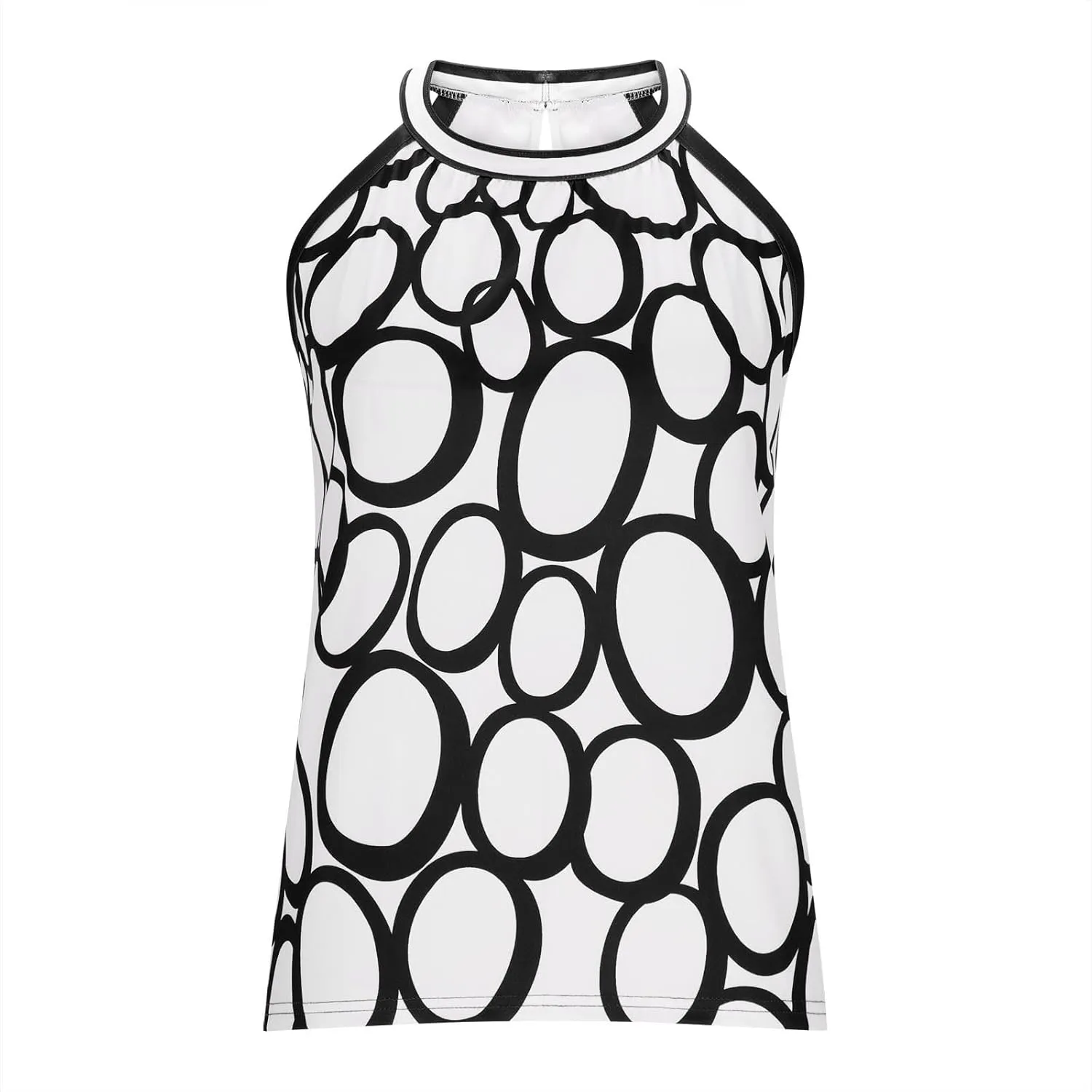 Plus Size Tank Tops for Women Dressy Casual Printed Halter Camisoles Sleeveless Summer Office Lady Tunic Blouse