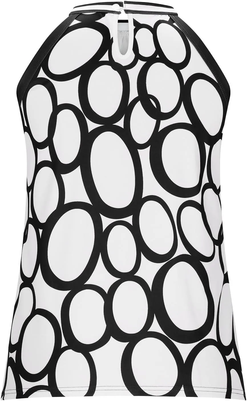 Plus Size Tank Tops for Women Dressy Casual Printed Halter Camisoles Sleeveless Summer Office Lady Tunic Blouse