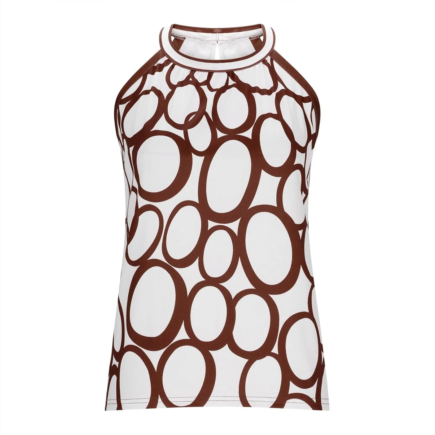 Plus Size Tank Tops for Women Dressy Casual Printed Halter Camisoles Sleeveless Summer Office Lady Tunic Blouse