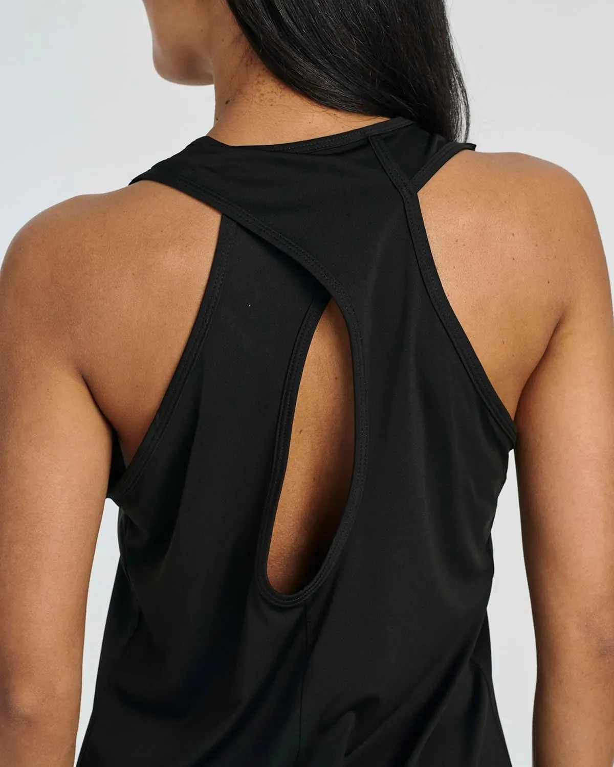 Real Essentials 5 Pack: Women's Crossback Keyhole Open Back Workout Tank Top Dry-Fit Sleeveless Yoga Gym (Available in Plus)