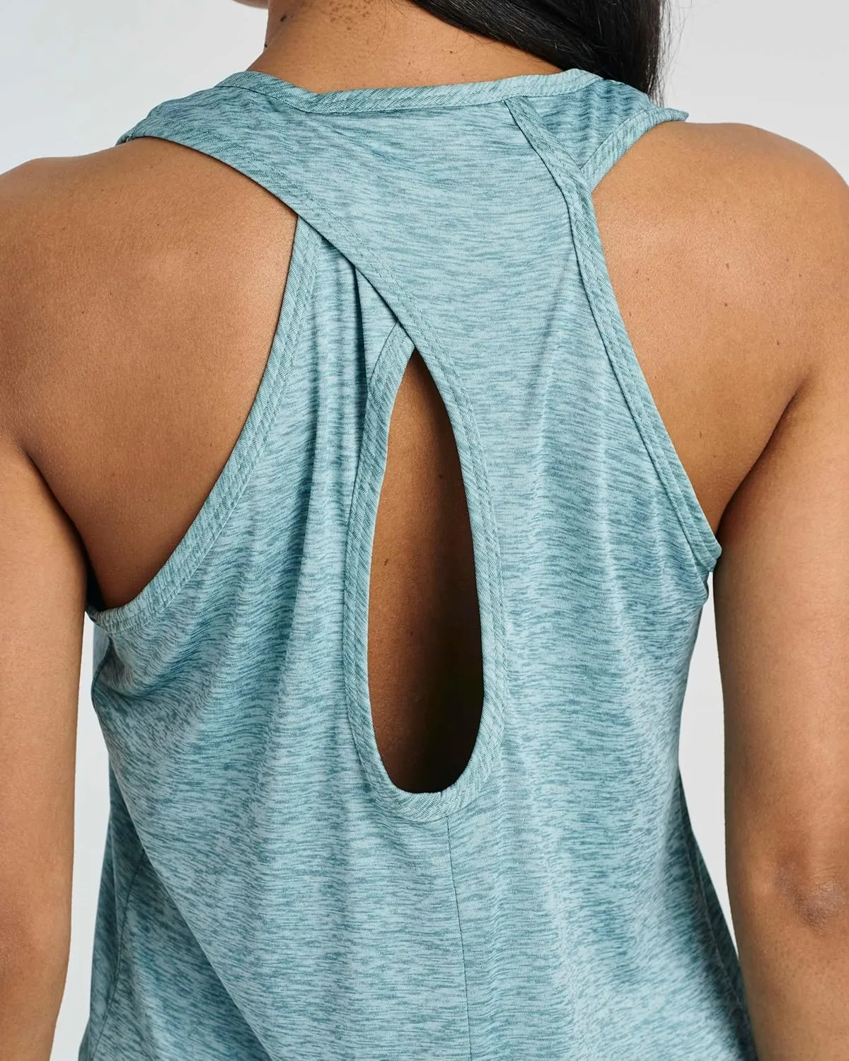 Real Essentials 5 Pack: Women's Crossback Keyhole Open Back Workout Tank Top Dry-Fit Sleeveless Yoga Gym (Available in Plus)