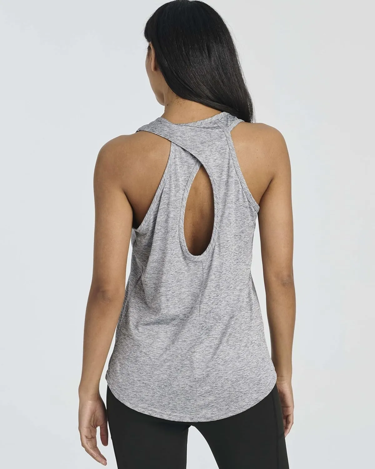 Real Essentials 5 Pack: Women's Crossback Keyhole Open Back Workout Tank Top Dry-Fit Sleeveless Yoga Gym (Available in Plus)