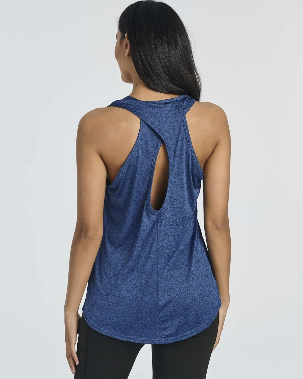 Real Essentials 5 Pack: Women's Crossback Keyhole Open Back Workout Tank Top Dry-Fit Sleeveless Yoga Gym (Available in Plus)