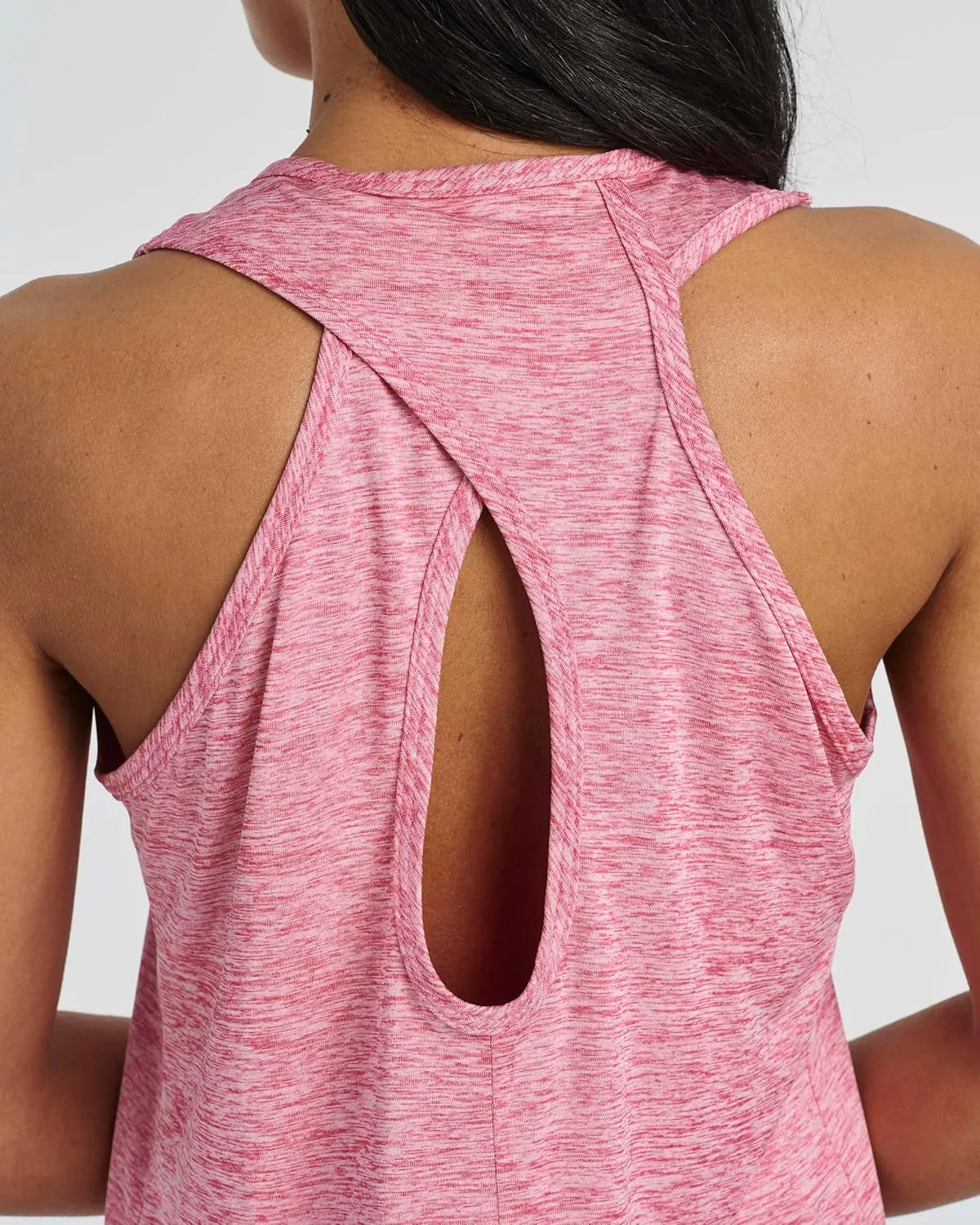 Real Essentials 5 Pack: Women's Crossback Keyhole Open Back Workout Tank Top Dry-Fit Sleeveless Yoga Gym (Available in Plus)