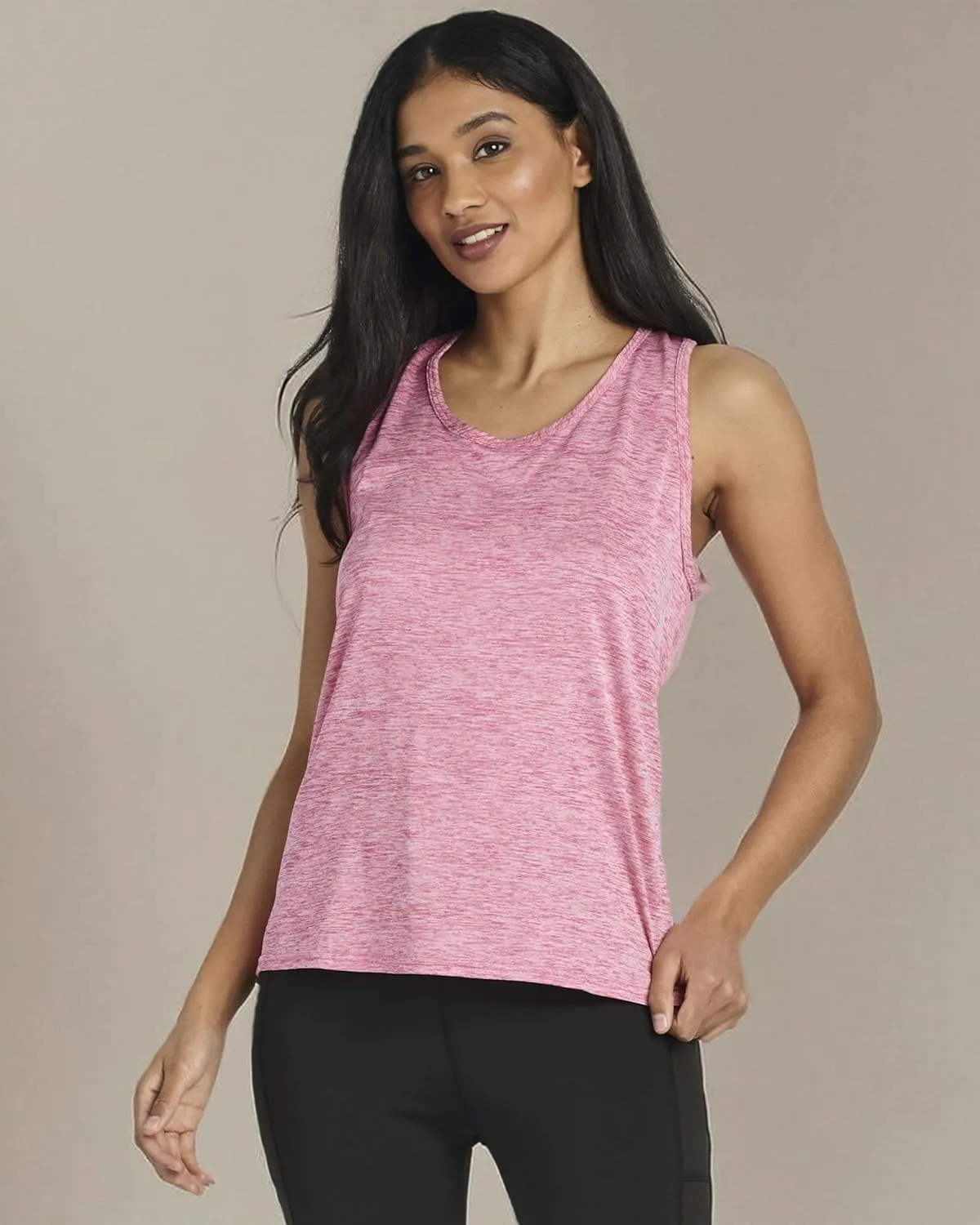 Real Essentials 5 Pack: Women's Crossback Keyhole Open Back Workout Tank Top Dry-Fit Sleeveless Yoga Gym (Available in Plus)