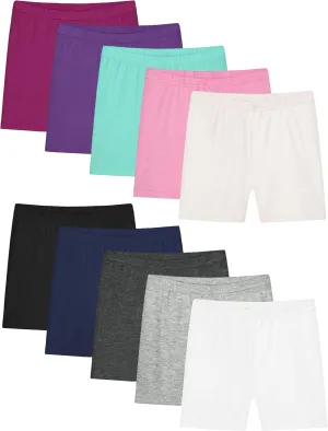 Resinta 10 Pack Girls Bike Shorts Cartwheel Under Dress Dance Shorts for Toddler Girls Kids Multicolor