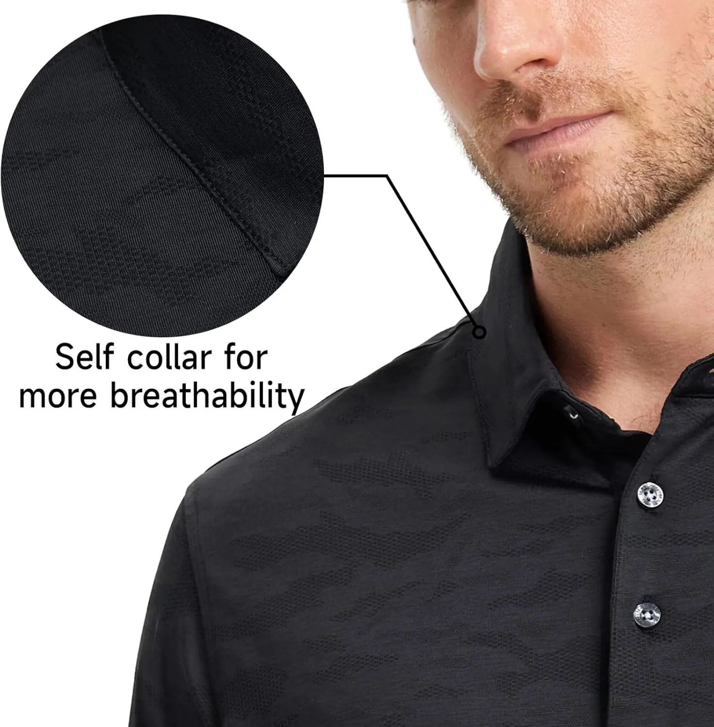 Rouen Polo Shirts for Men Moisture Wicking Quick Dry Lightweight Jacquard Performance Polo Shirts Casual Collared Golf Shirts