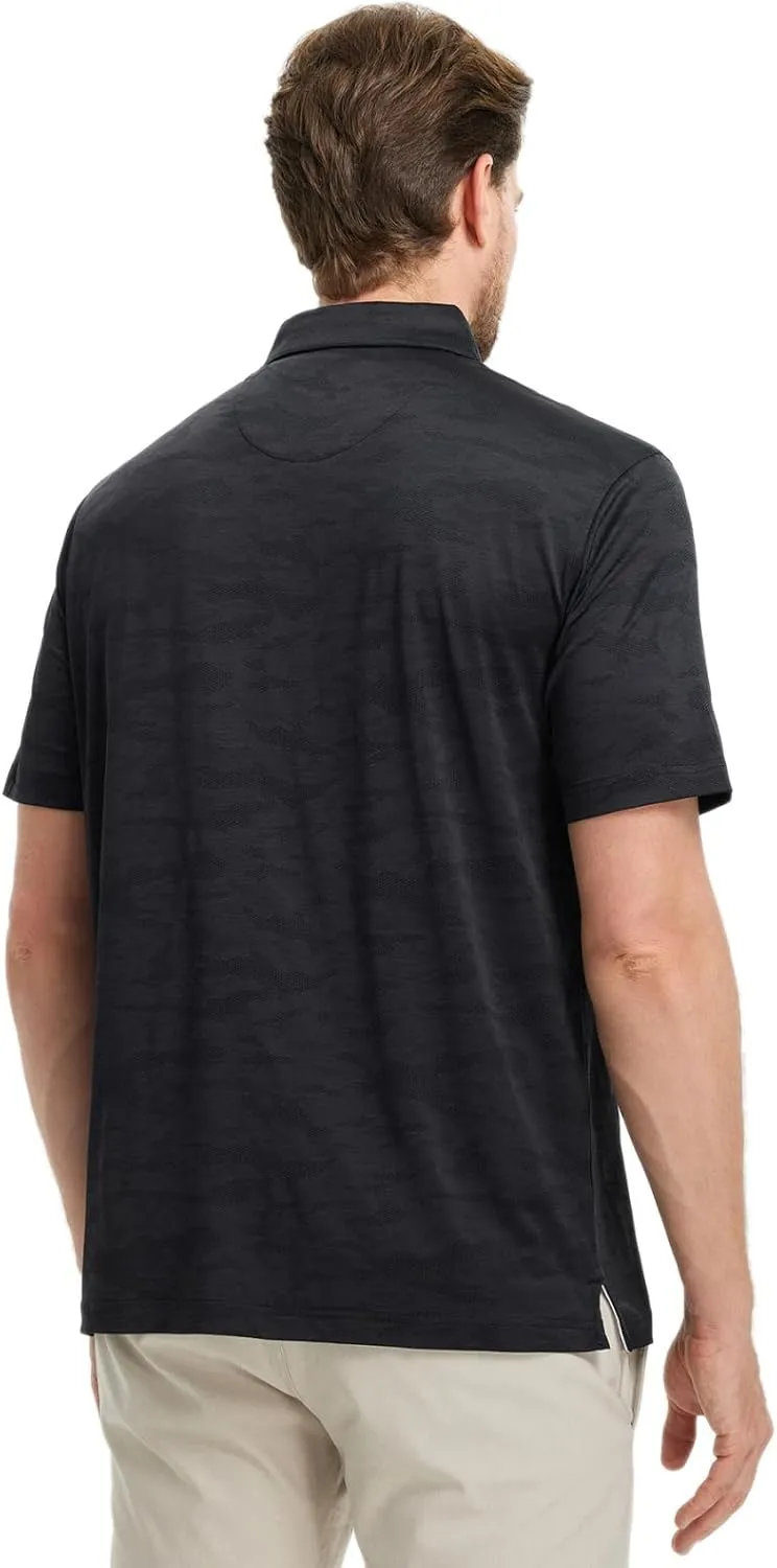 Rouen Polo Shirts for Men Moisture Wicking Quick Dry Lightweight Jacquard Performance Polo Shirts Casual Collared Golf Shirts