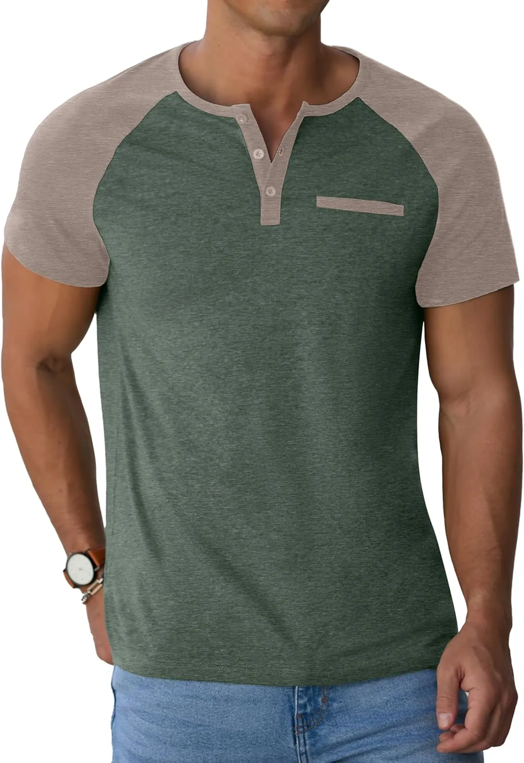 Sailwind Mens Cotton Henley Shirts Short Sleeve Casual T-Shirts Summer Button T Shirts with Pocket