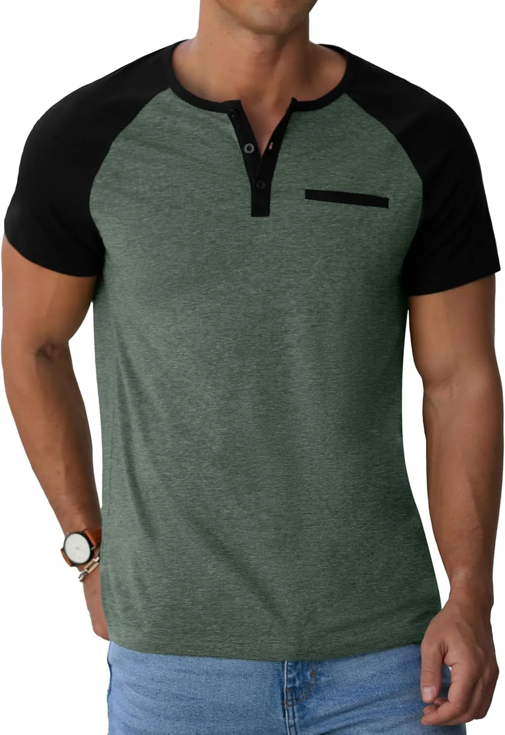 Sailwind Mens Cotton Henley Shirts Short Sleeve Casual T-Shirts Summer Button T Shirts with Pocket