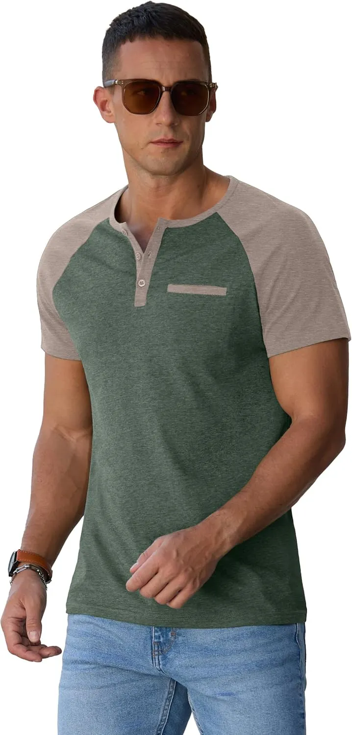 Sailwind Mens Cotton Henley Shirts Short Sleeve Casual T-Shirts Summer Button T Shirts with Pocket