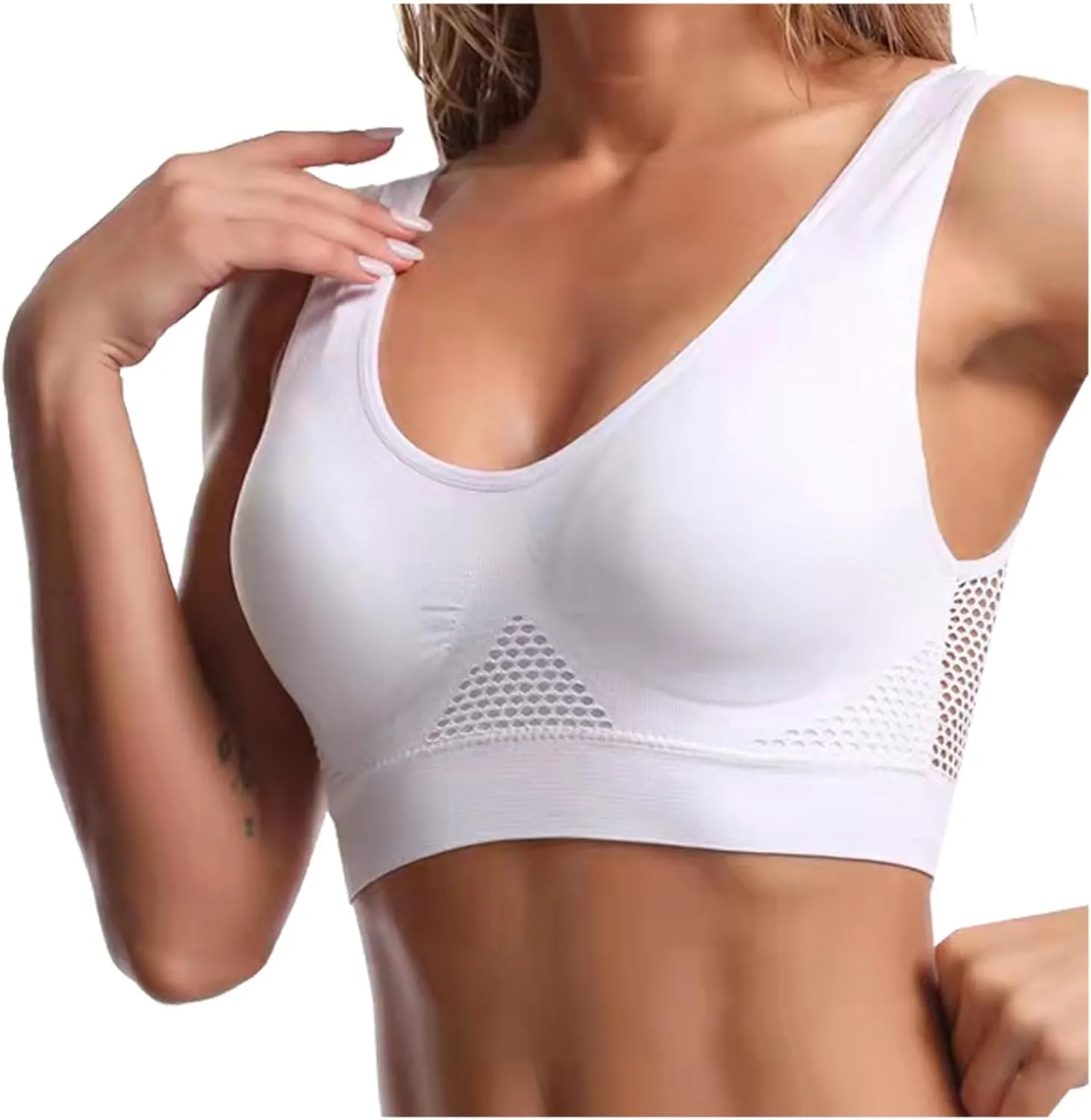 Seamless 3 Pack Yoga Bra for Women Wirefree Full Coverage Sports Bras Breathable Medium Support Gym Bralettes
