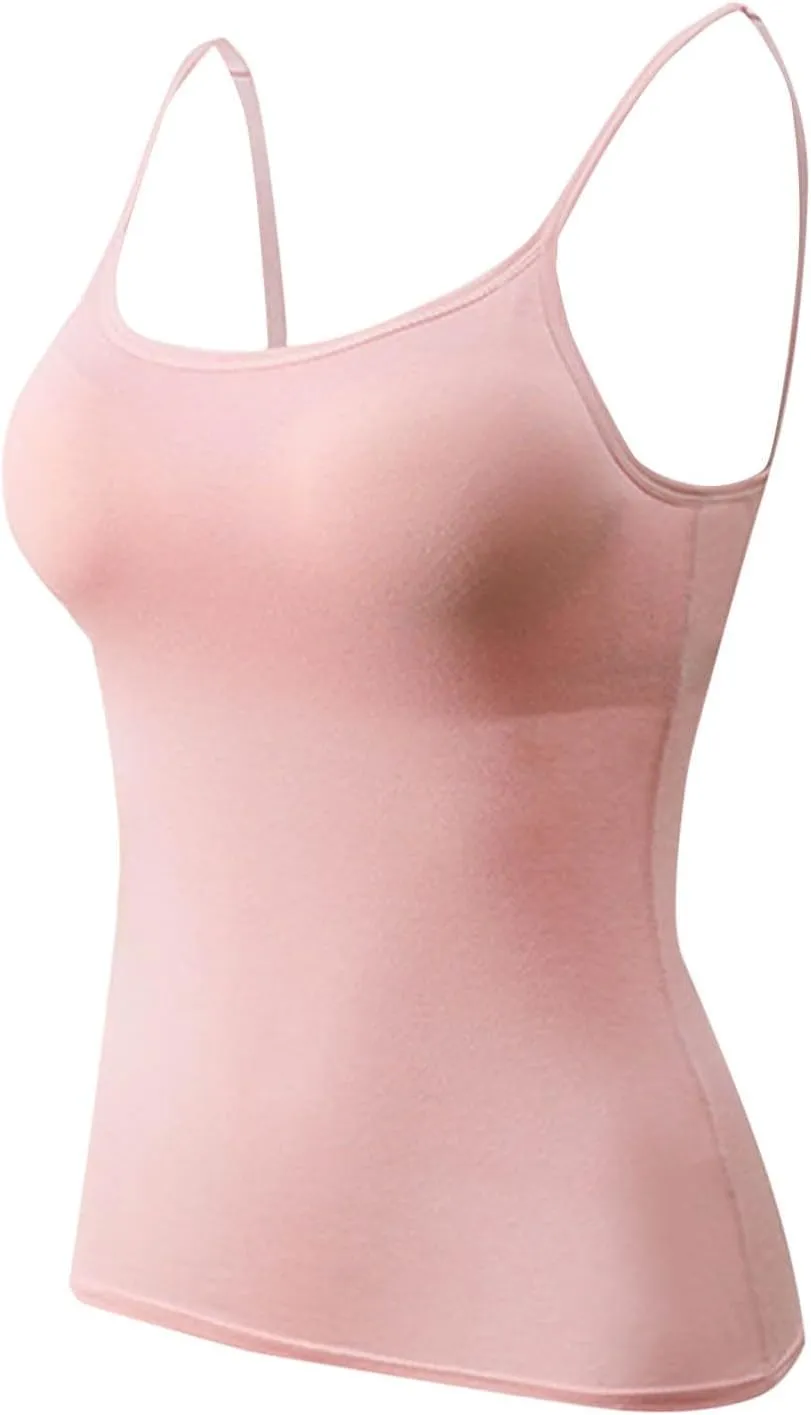 Sexy Shelf Bra Cami Tops for Women Spaghetti Strap Yoge Camisoles Slim Fitness Summer Basic Tees Sleeveless Shirts