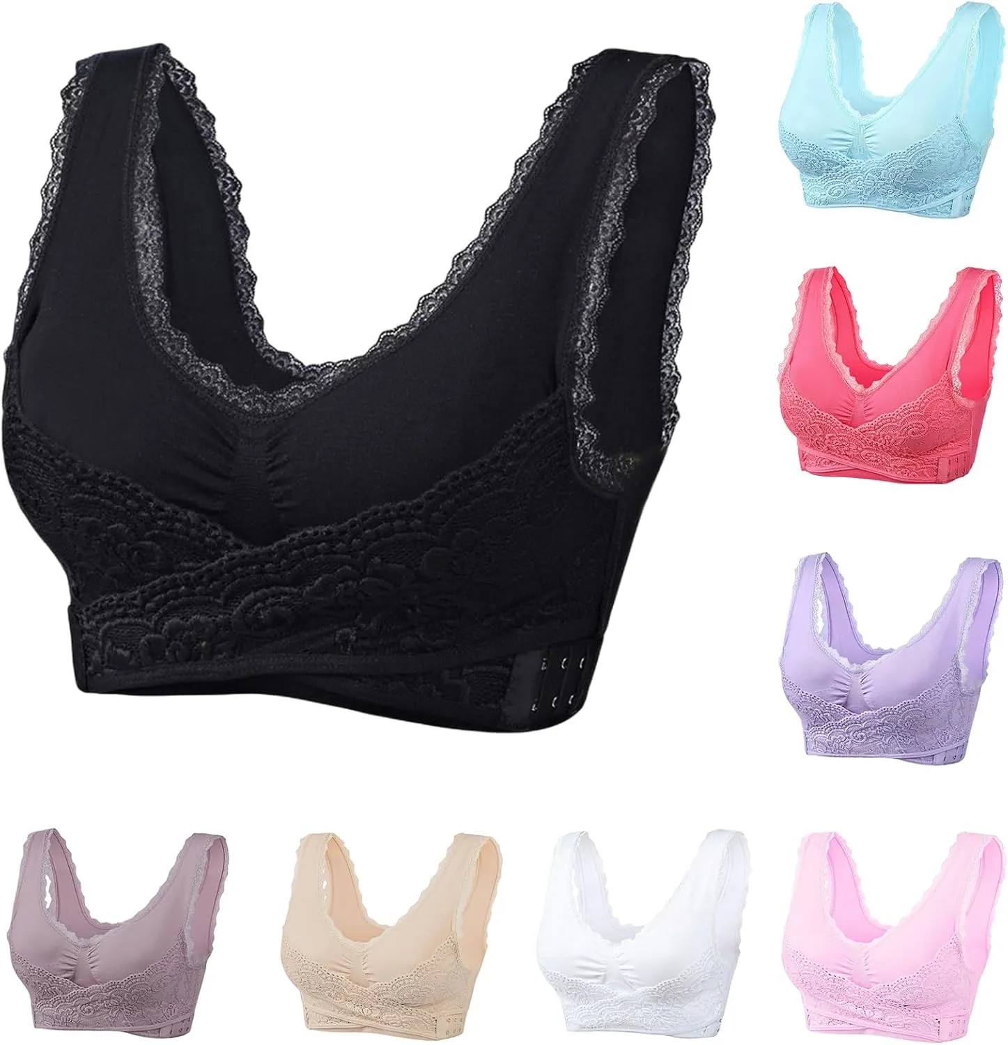 Sports Bra for Women Front Cross Side Buckle Lace Bras Seamless Bra Tank Top Sexy Wireless Push Up Bralette