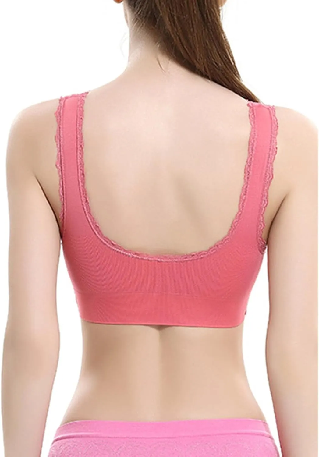 Sports Bra for Women Front Cross Side Buckle Lace Bras Seamless Bra Tank Top Sexy Wireless Push Up Bralette