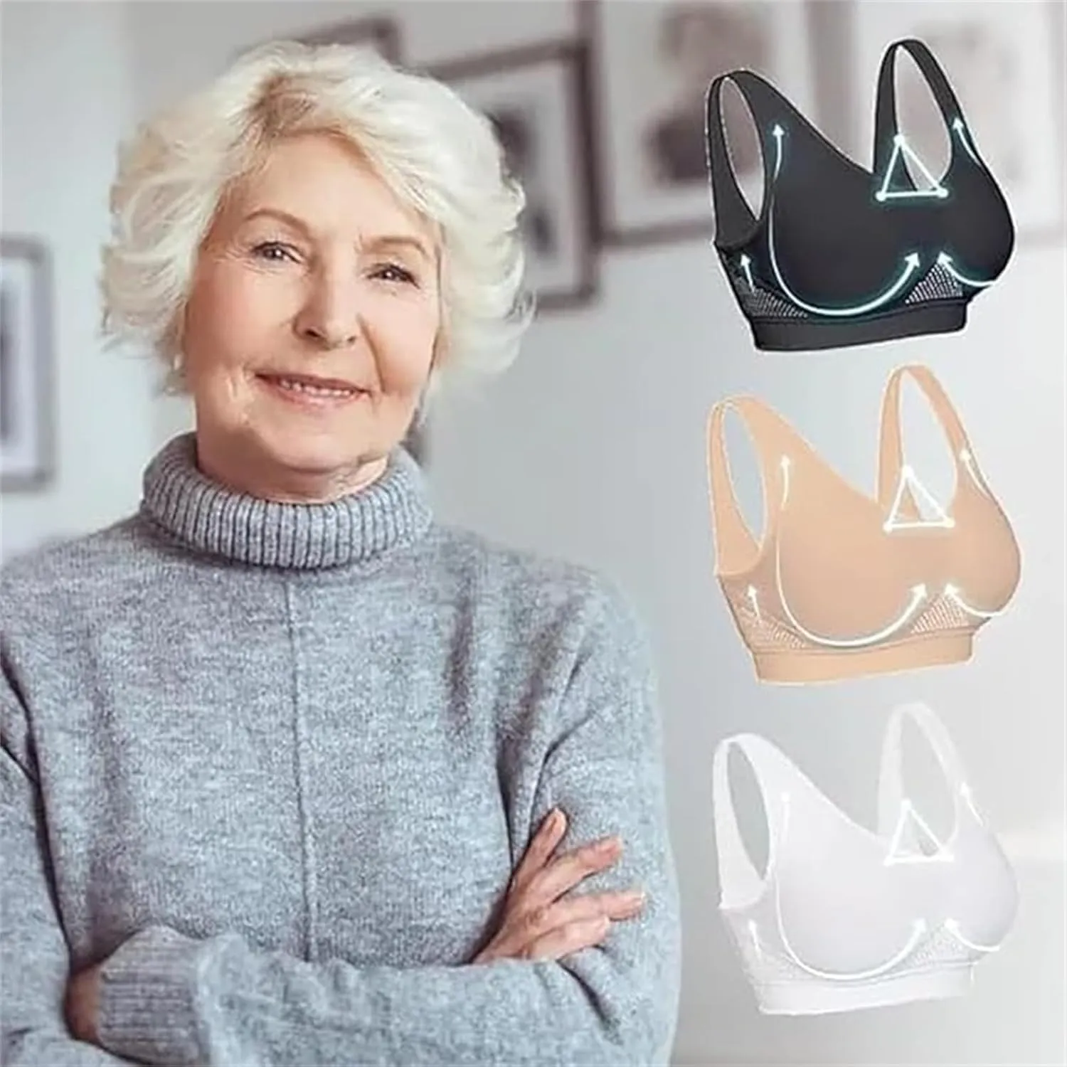 Sports Bras for Women 2025 Cool Liftup Air Bra Summer Ultra-Thin Comfort Mesh Sports Bra Anti-Sagging Breasts Bras