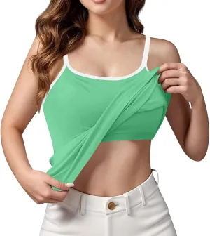 Sports Bras for Women Adjustable Spaghetti Strap Shelf Camisole Padded Undershirts with Built Bra Ribbed Tank Tops