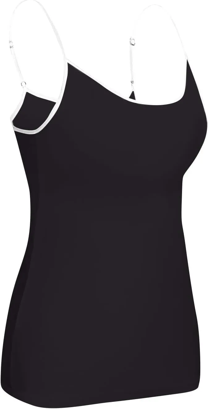 Sports Bras for Women Adjustable Spaghetti Strap Shelf Camisole Padded Undershirts with Built Bra Ribbed Tank Tops