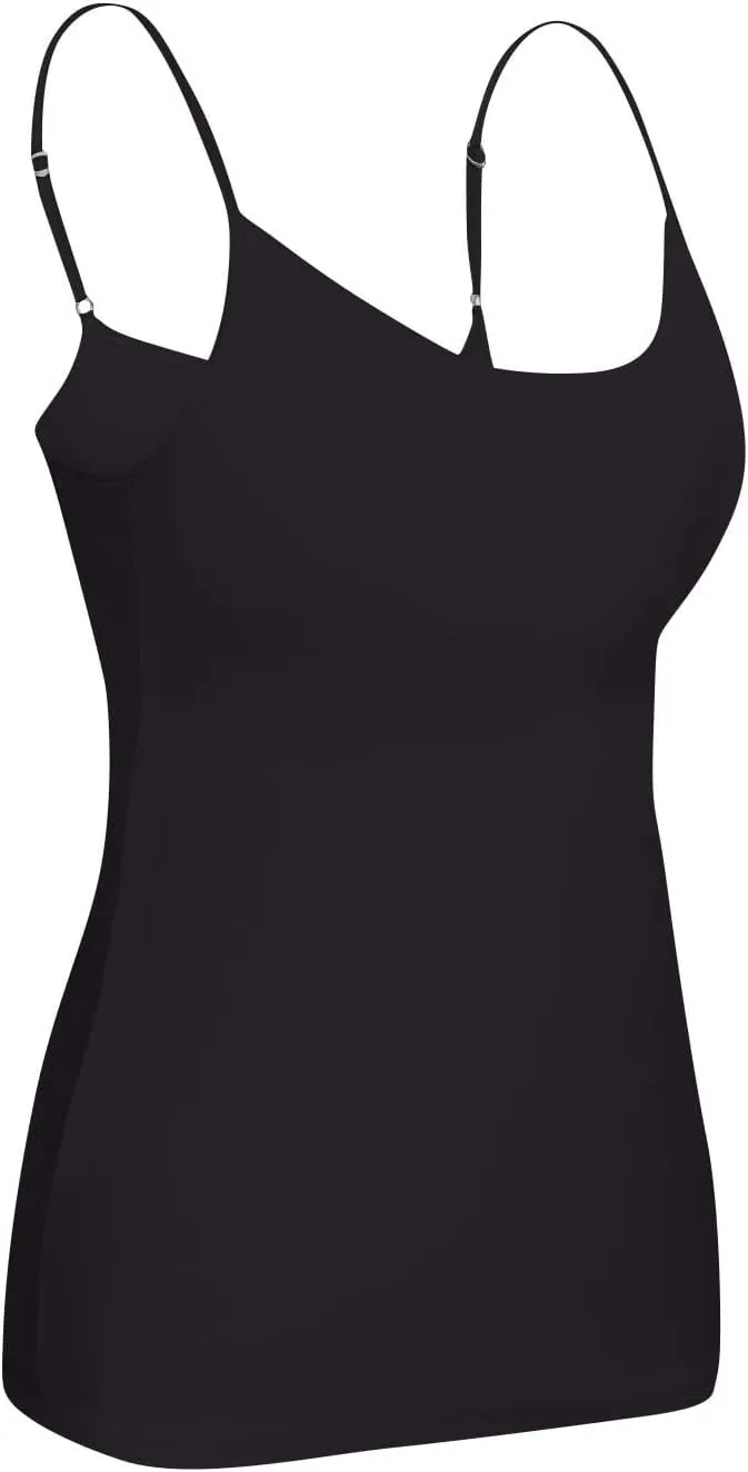 Sports Bras for Women Adjustable Spaghetti Strap Shelf Camisole Padded Undershirts with Built Bra Ribbed Tank Tops