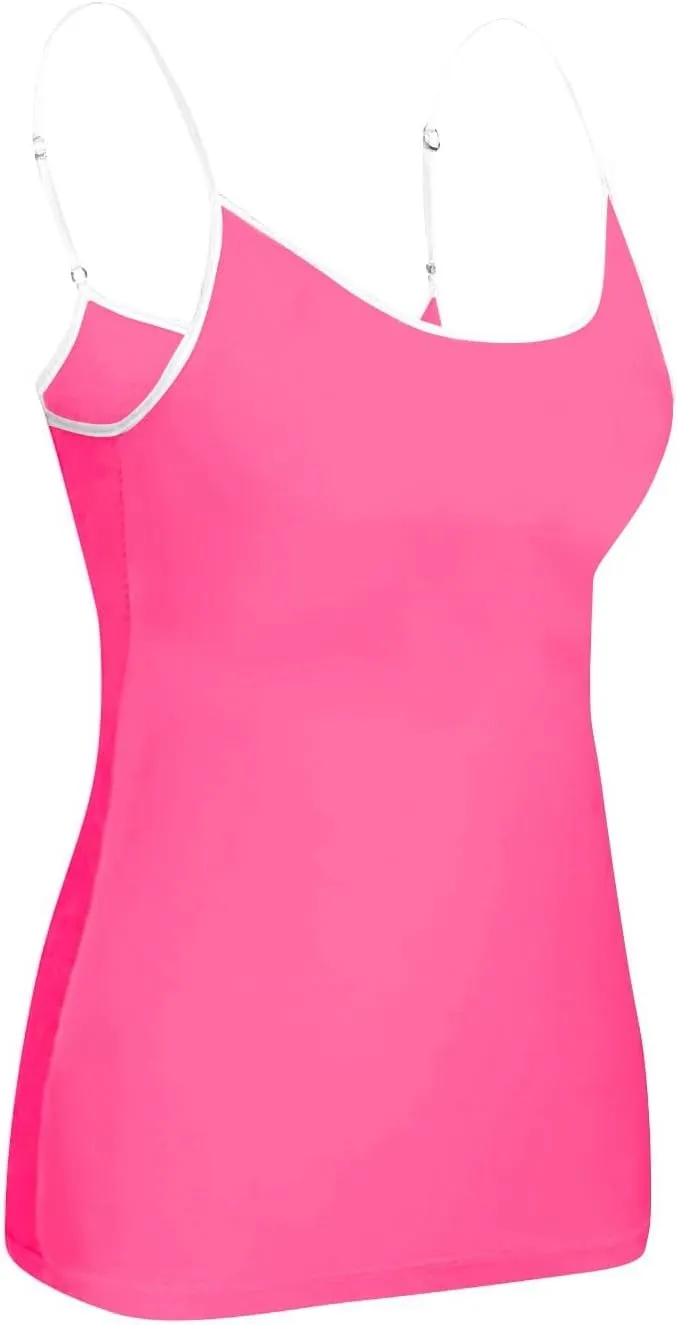 Sports Bras for Women Adjustable Spaghetti Strap Shelf Camisole Padded Undershirts with Built Bra Ribbed Tank Tops